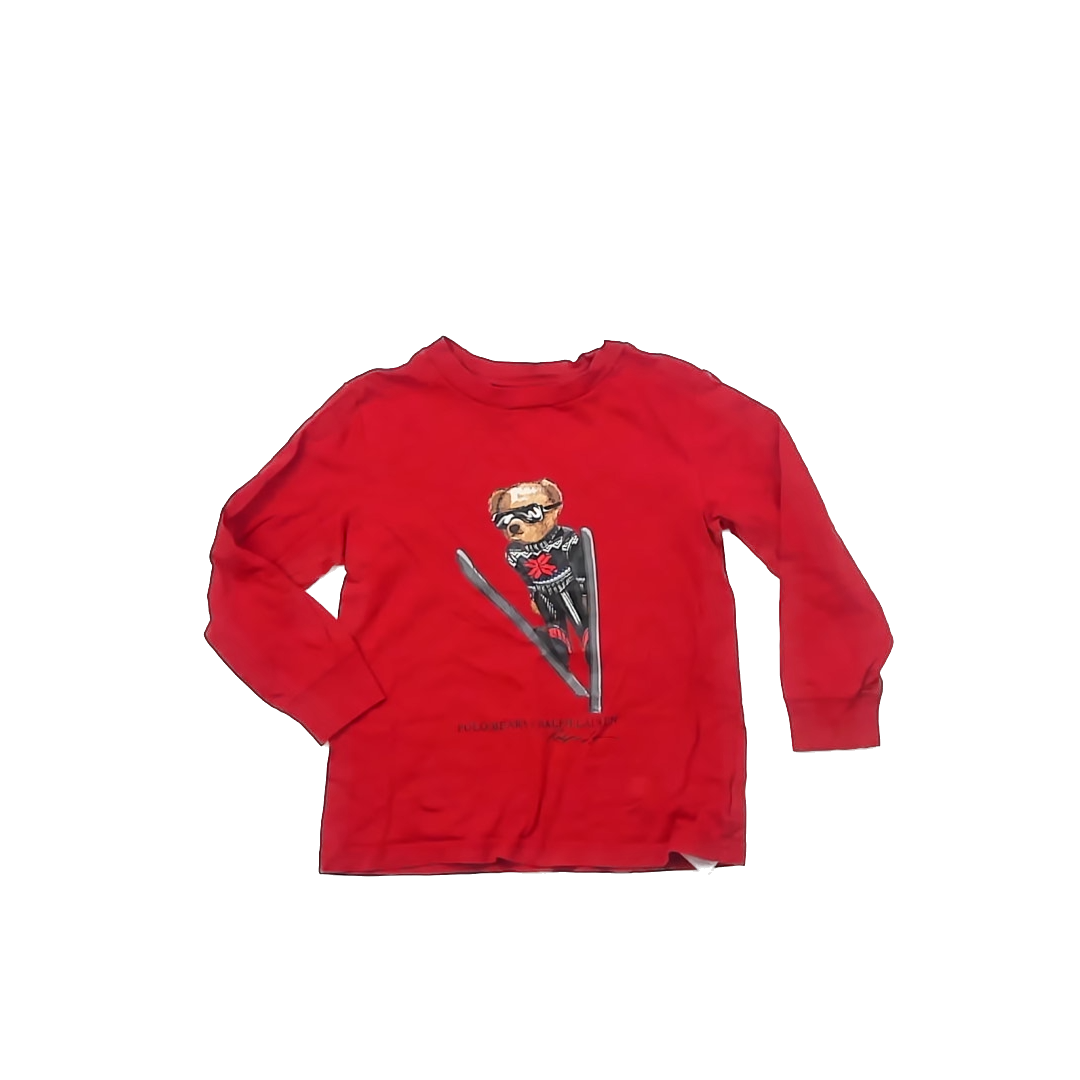 Polo Ralph Lauren Boys Red | Bear Long Sleeve T-Shirt Size: 4T Red | Bear