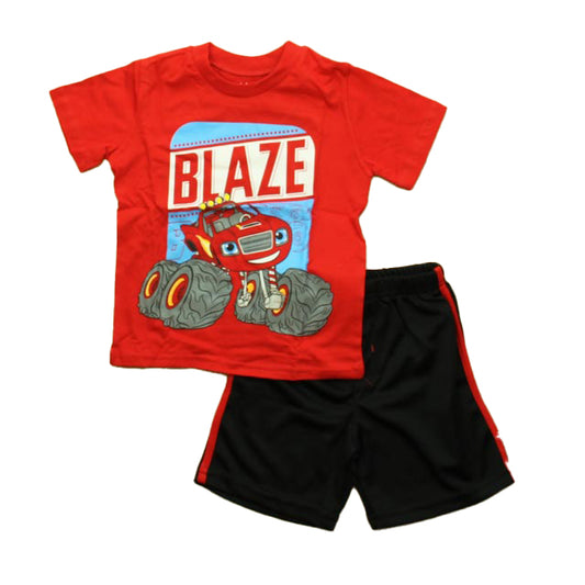 Nickelodeon Boys Red | Black Blaze Apparel Sets Size: 4T