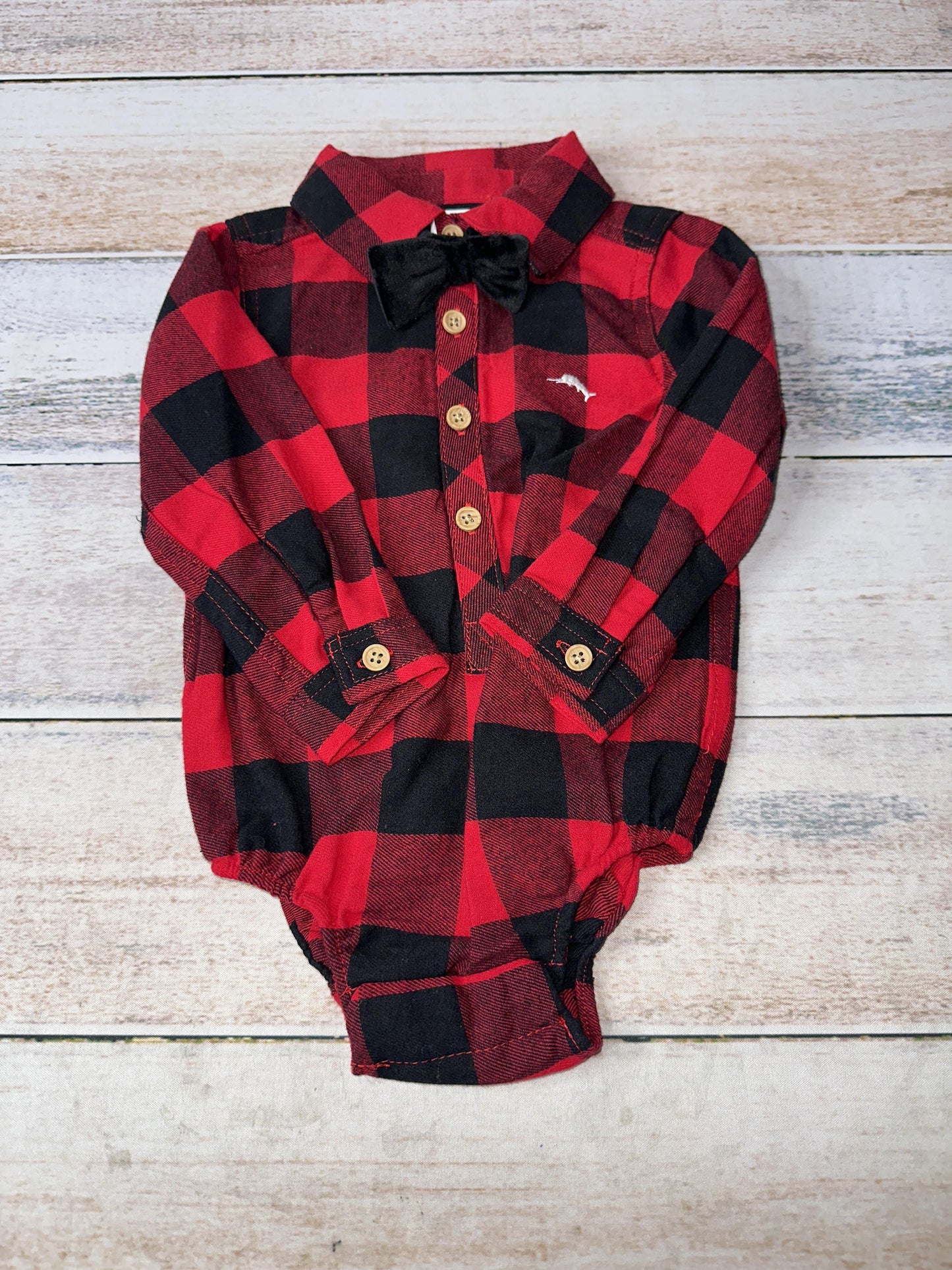 Tommy Bahama Boys Red | Black | Check Onesie Size: 12 months Red | Black | Check
