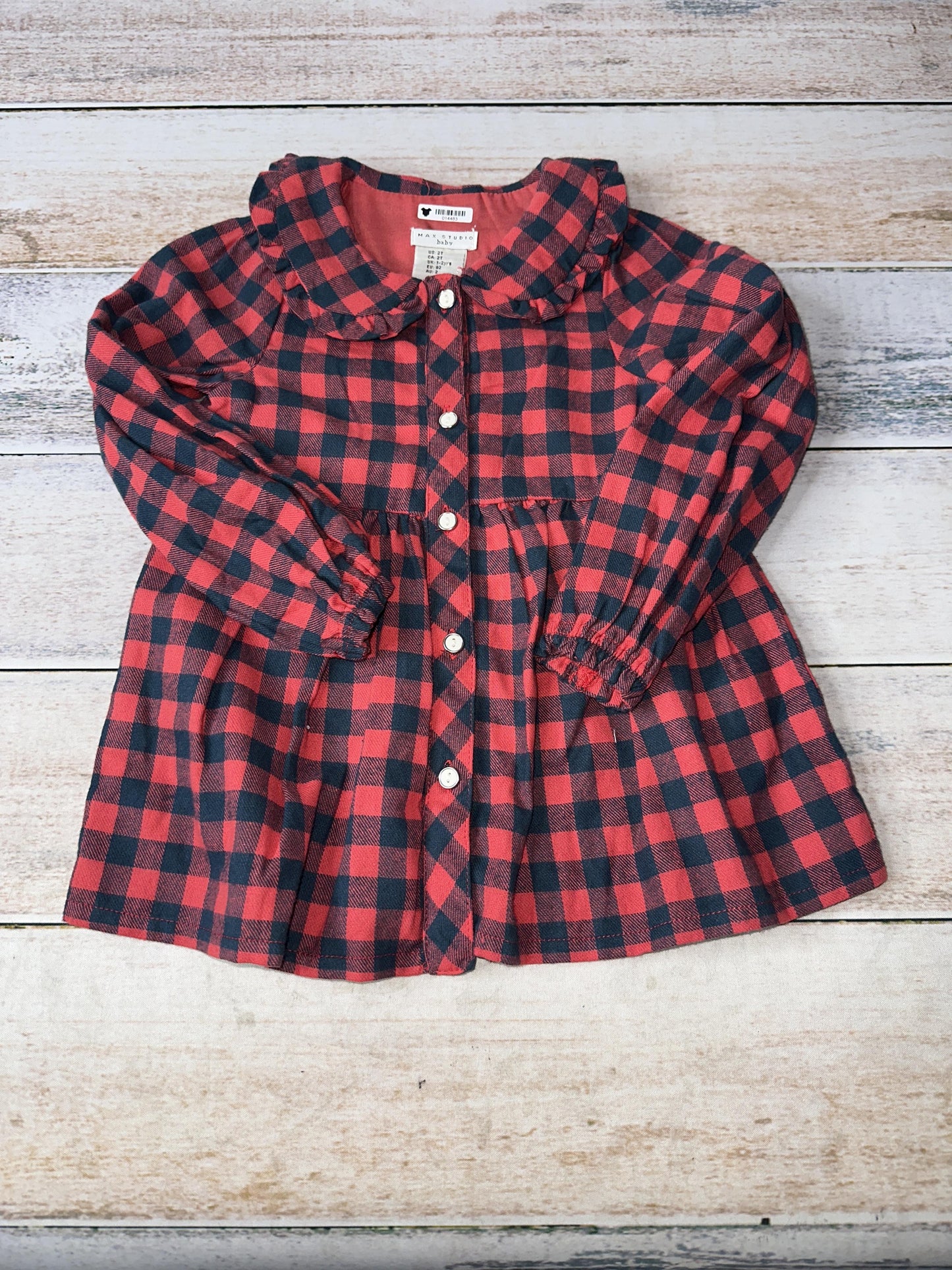 Max Studio Girls Red | Black | Check Dress Size: 2T Red | Black | Check