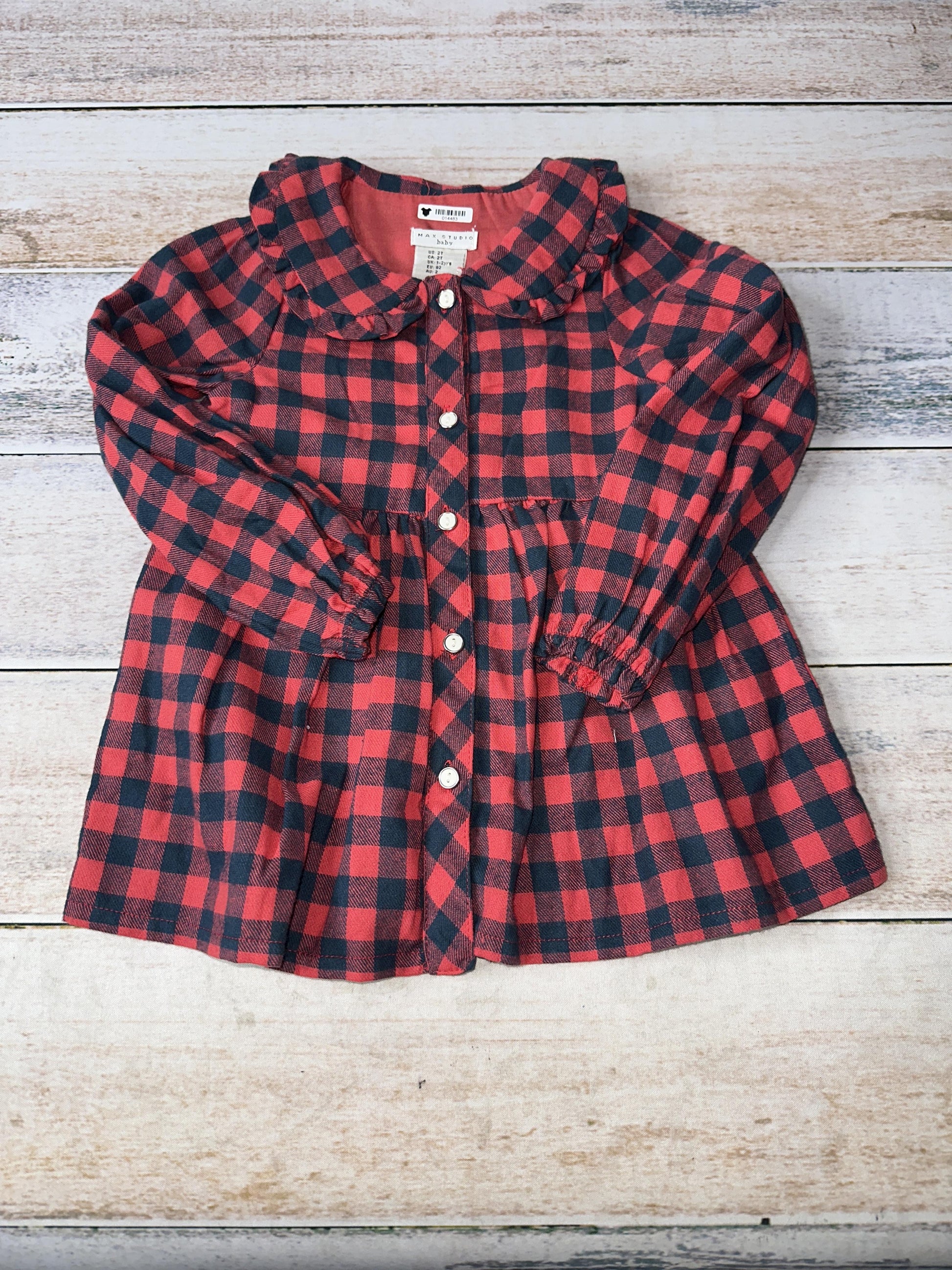 Max Studio Girls Red | Black | Check Dress Size: 2T Red | Black | Check