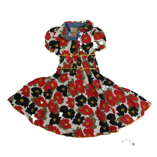 Maria Elena Girls Red | Black | Floral Dress Size: 2T Red | Black | Floral