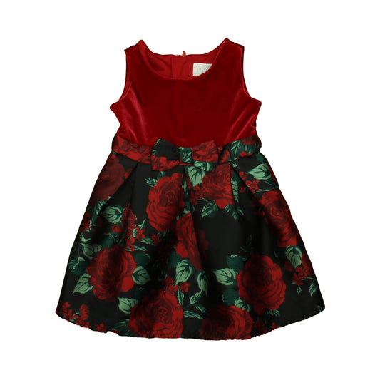 The Children's Place Girls Red | Black Floral Dress Size: 3T Red | Black Floral