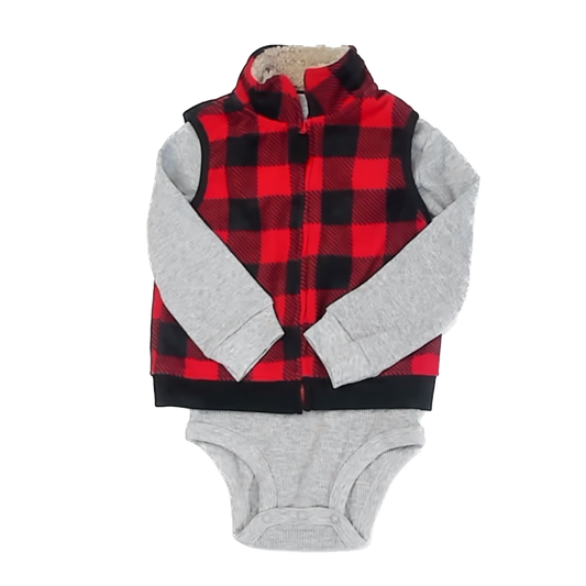 Carter's Boys Red | Black | Gray Vest Size: 24 Months Red | Black | Gray