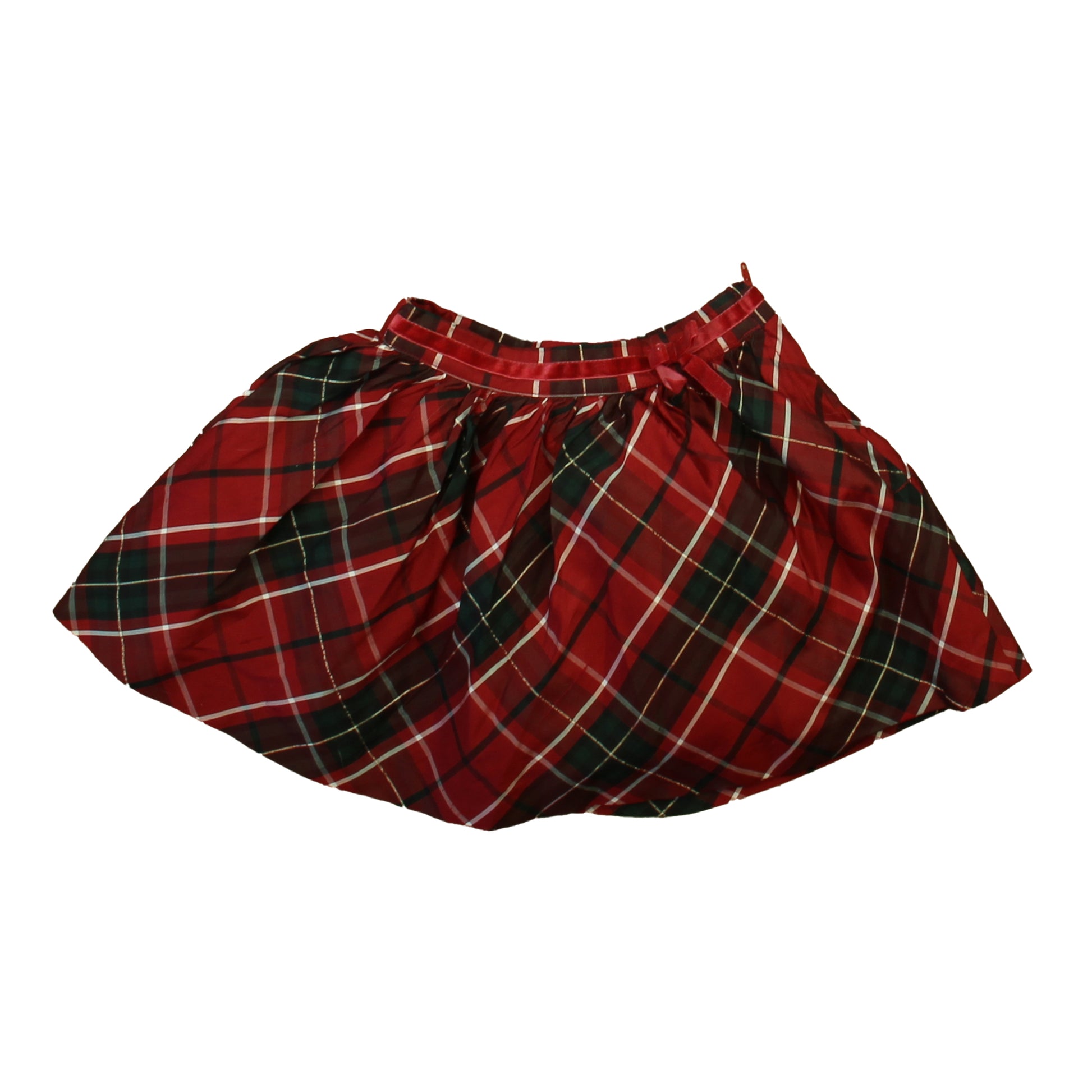 Janie and Jack Girls Red | Black Plaid Skirt Size: 2T Red | Black Plaid