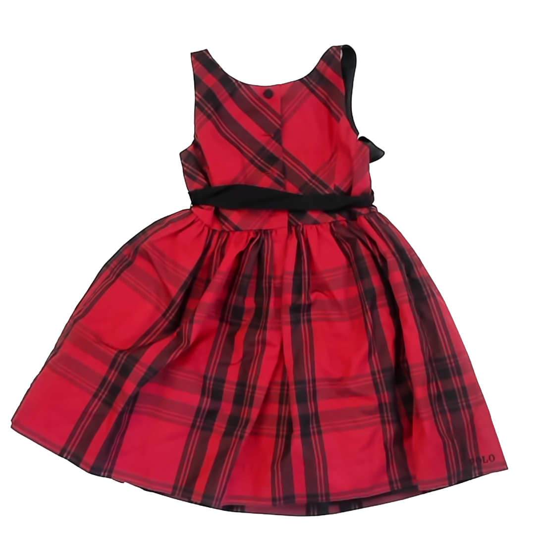 Polo Ralph Lauren Girls Red & Black Plaid Special Occasion Dress Size: 5T Red & Black Plaid