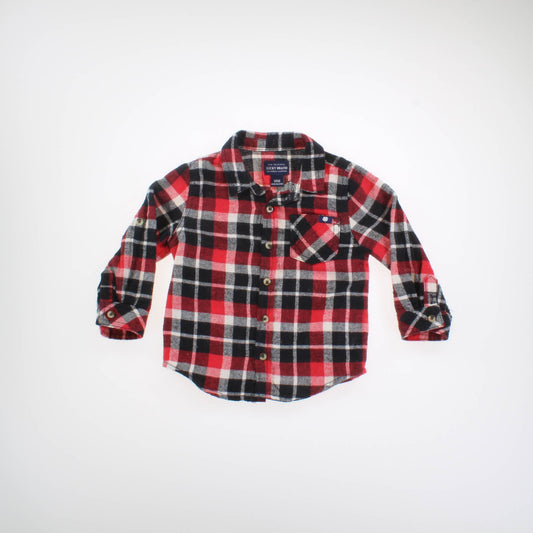 Lucky Brand Boys Red | Black Plaid Button Down Long Sleeve Size: 18 Months Red | Black Plaid