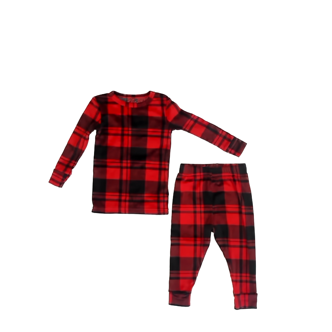 Cat & Jack Unisex Red | Black Plaid 2-piece Pajamas Size: 18 Months Red | Black Plaid