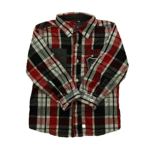 Coogi Boys Red | Black Plaid Button Down Long Sleeve Size: 3T