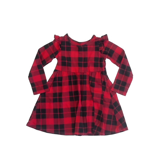 Children's Place Girls Red | Black Plaid Dress Size: 4T Red | Black Plaid