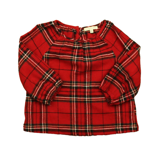 Copper Key Girls Red | Black Plaid Blouse Size: 6 Years Red | Black Plaid