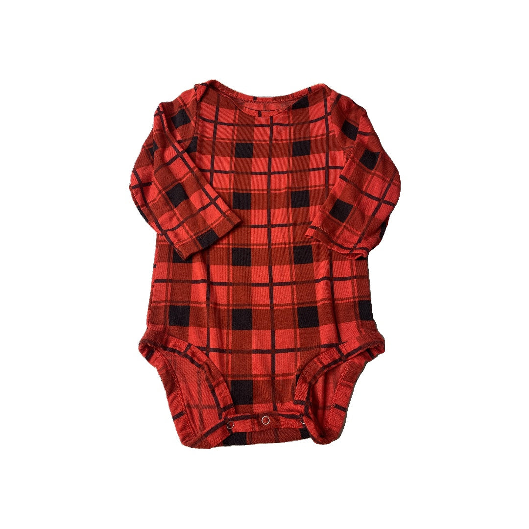 MeKids Unisex Red | Black | plaid Onesie Size: 18-24 months Red | Black | plaid