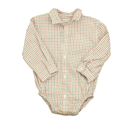 Janie and Jack Boys Red | Black Plaid Button Down Long Sleeve Size: 18 Months Red | Black Plaid