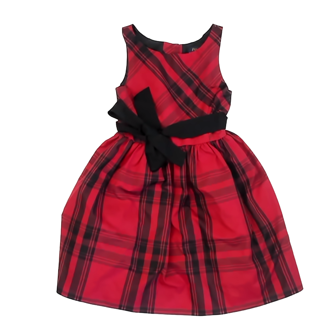 Polo Ralph Lauren Girls Red & Black Plaid Special Occasion Dress Size: 5T Red & Black Plaid