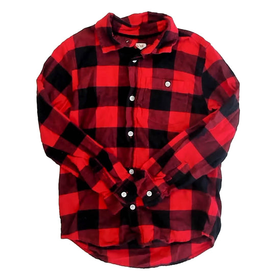 Cat & Jack Boys Red | Black Button Down Long Sleeve Size: 8-10 Years Red | Black