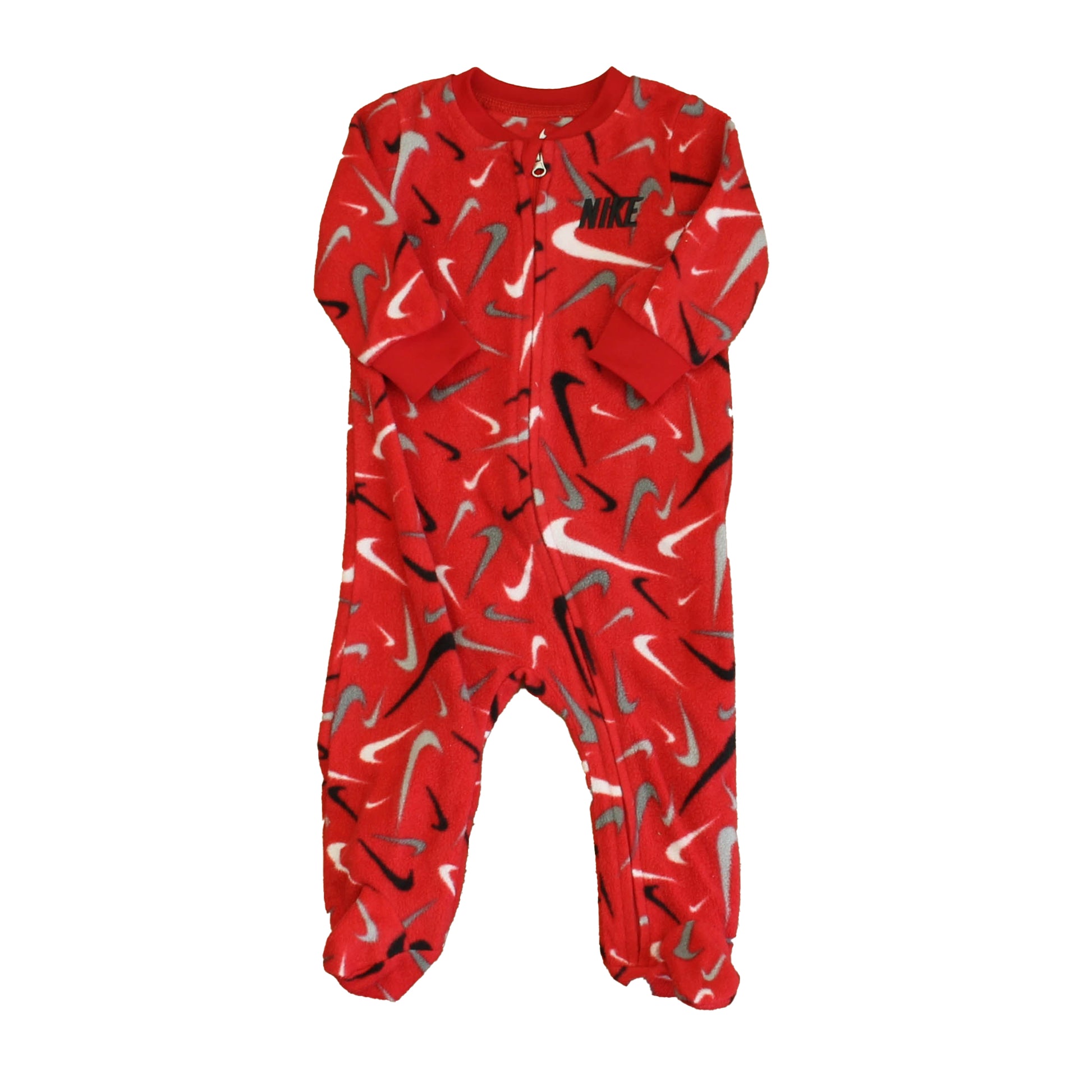 Nike Boys Red | Black 1-piece footed Pajamas Size: 6 Months Red | Black