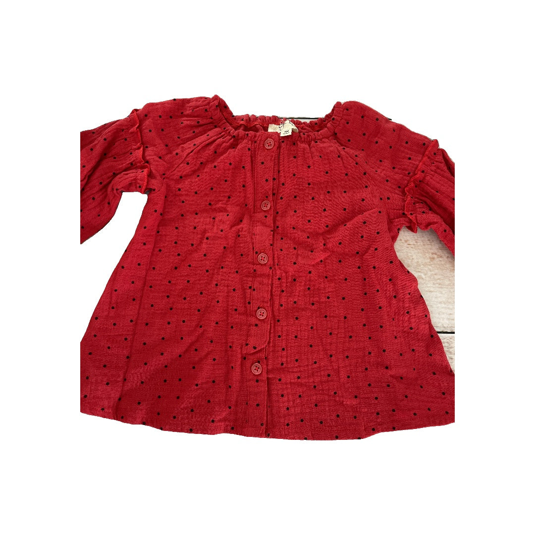 Jessica Simpson Girls Red | Black Long Sleeve T-Shirt Size: 18 months Red | Black