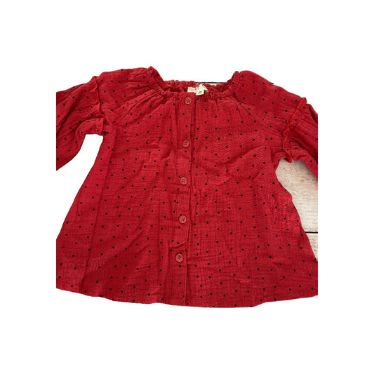 Jessica Simpson Girls Red | Black Long Sleeve T-Shirt Size: 18 months Red | Black
