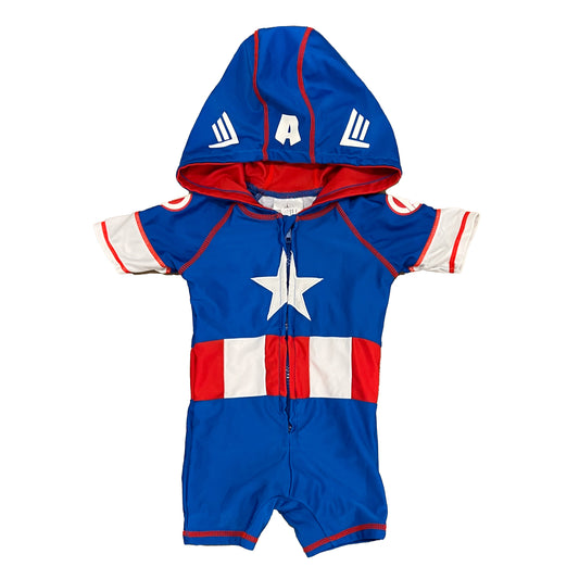 Disney Boys Red | Blue Captain America 1-piece Swimsuit Size: 2T Red | Blue Captain America