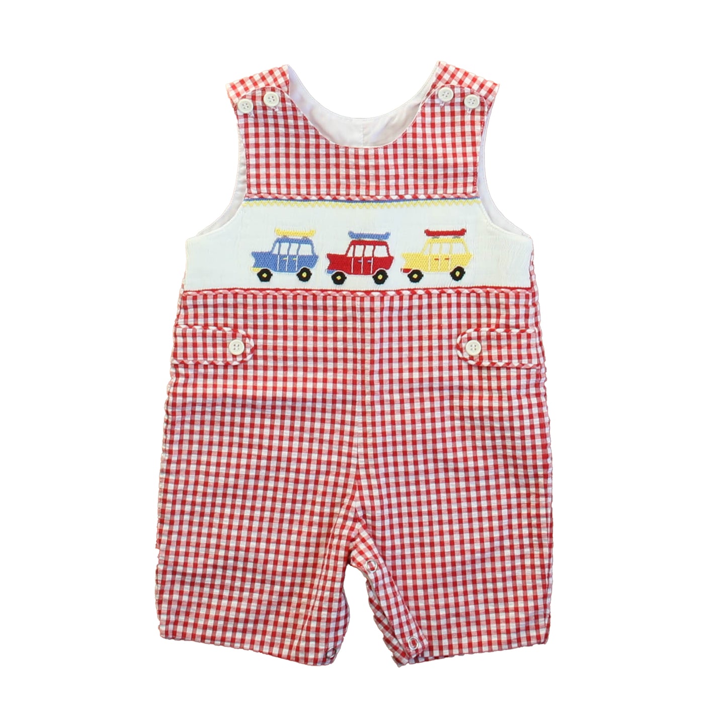 Mom & Me Boys Red | Blue Cars Romper Size: 6 Months Red | Blue Cars
