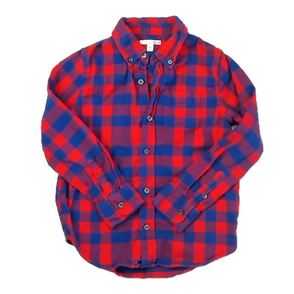 Rockets of Awesome Boys Red | Blue Check Button Down Long Sleeve Size: 7 Years Red | Blue Check