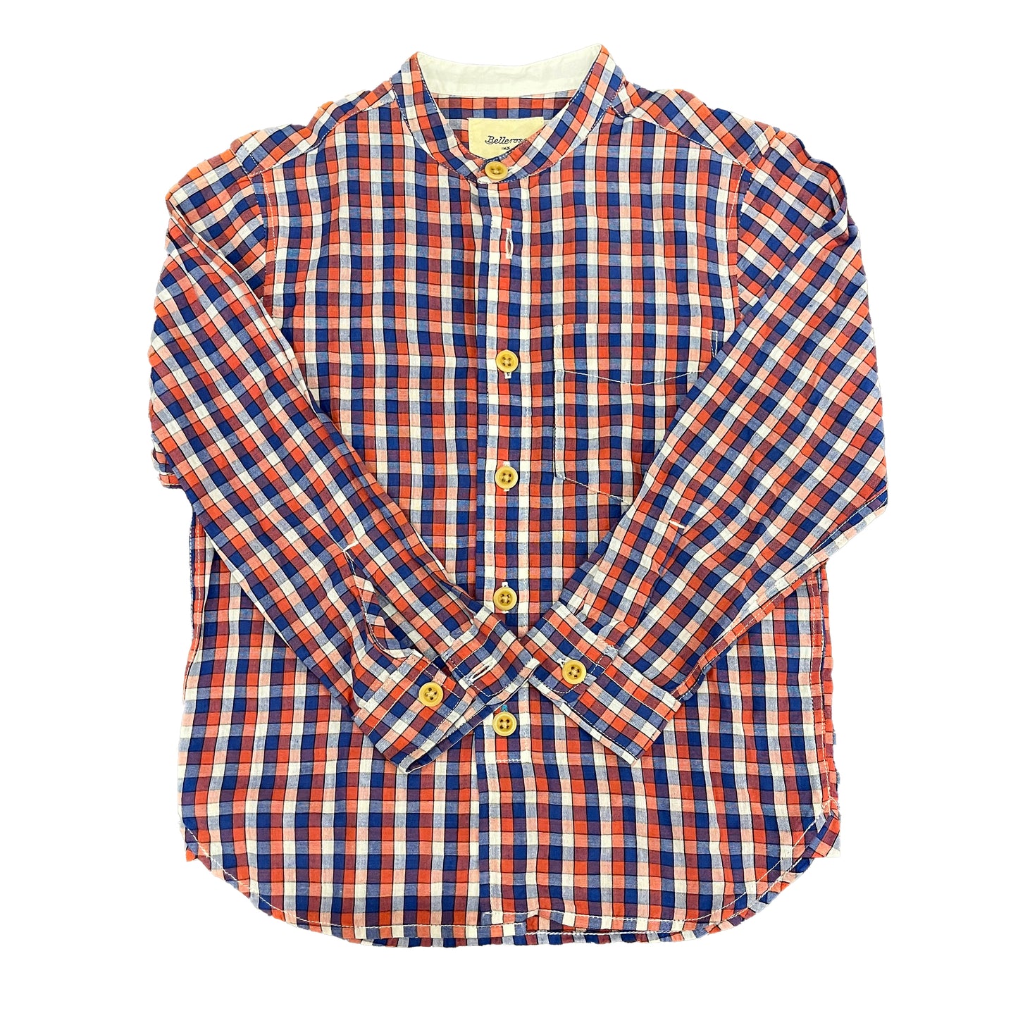 Bellerose Boys Red | Blue Check Button Down Long Sleeve Size: 4T