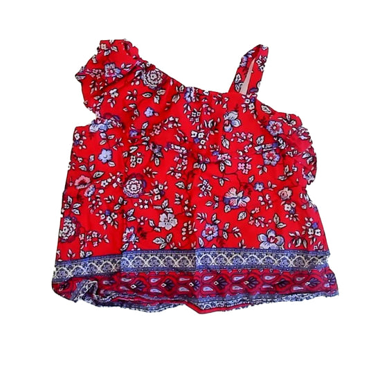 Janie and Jack Girls Red | Blue Floral Blouse Size: 18-24 Months Red | Blue Floral
