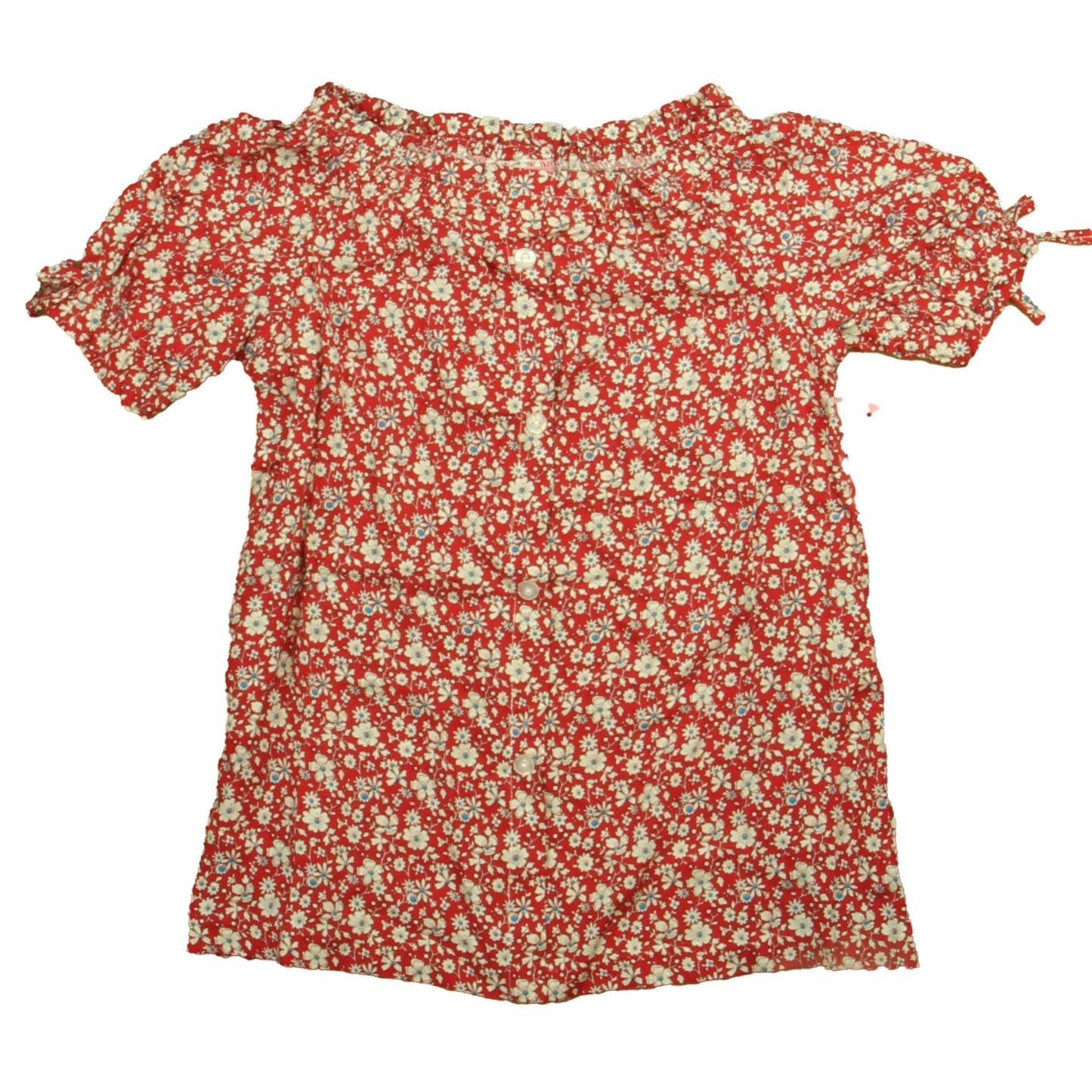 Bisby Girls Red | Blue Floral Blouse Size: 8 Years