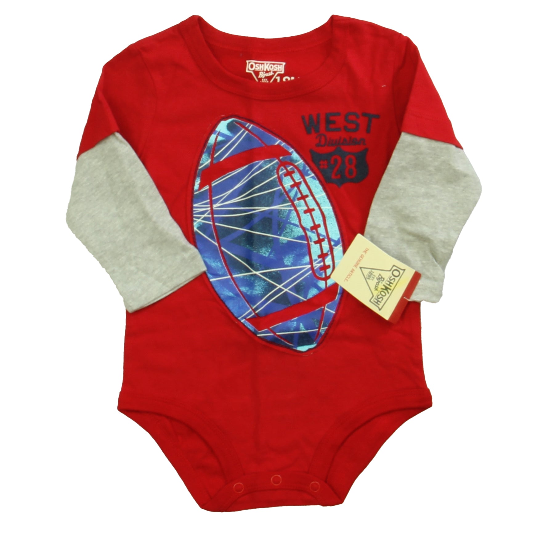 Osh Kosh Boys Red | Blue Football Onesie Size: 18 Months Red | Blue Football