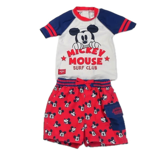 Disney Boys Red | Blue Mickey 2-piece Swimsuit Size: 12-18 Months Red | Blue Mickey
