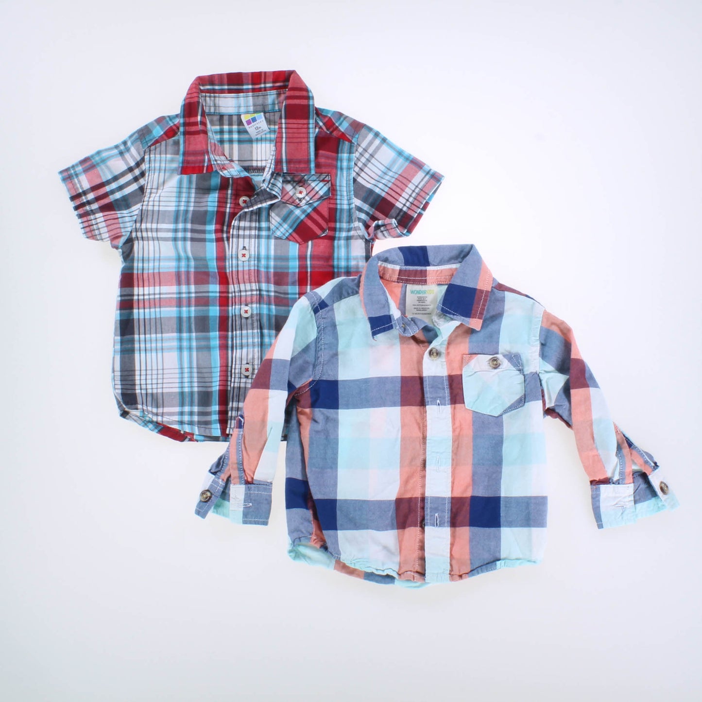 Wonderkids | Healthtex Boys Red | Blue Plaid Button Down Long Sleeve Size: 12 Months Red | Blue Plaid