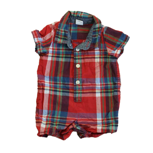 Gap Boys Red | Blue Plaid Romper Size: 0-3 Months Red | Blue Plaid