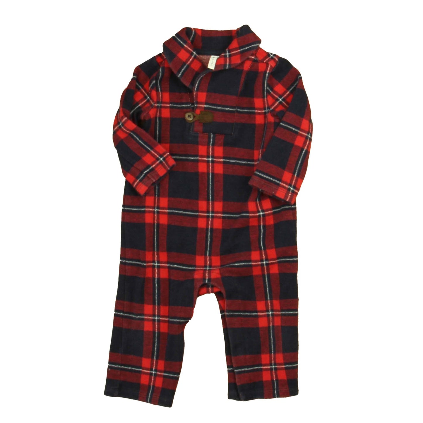 Janie and Jack Boys Red | Blue Plaid Long Sleeve Outfit Size: 6-12 Months