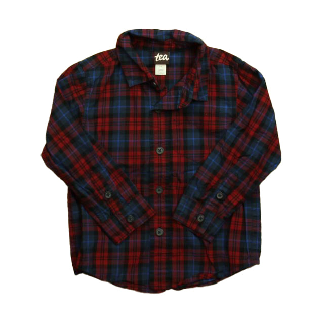 Tea Boys Red | Blue | Plaid Button Down Long Sleeve Size: 2T