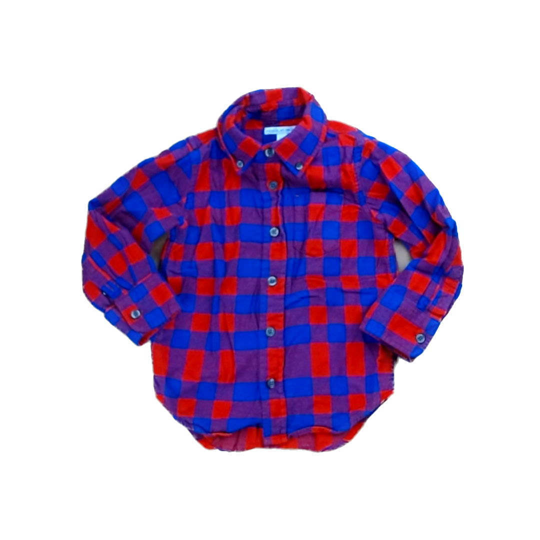 Rockets Of Awesome Boys Red | Blue Plaid Button Down Long Sleeve Size: 3T Red | Blue Plaid