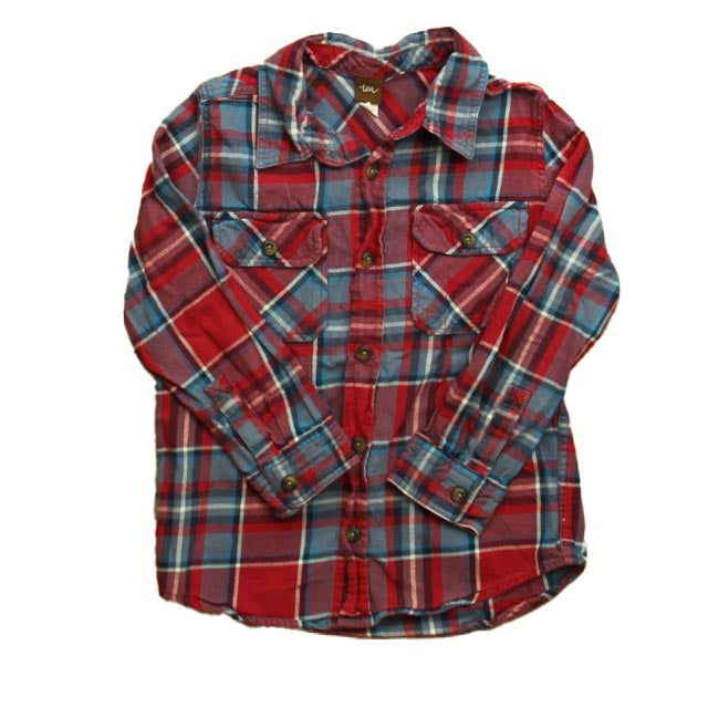 Tea Boys Red | Blue | Plaid Button Down Long Sleeve Size: 7 Years