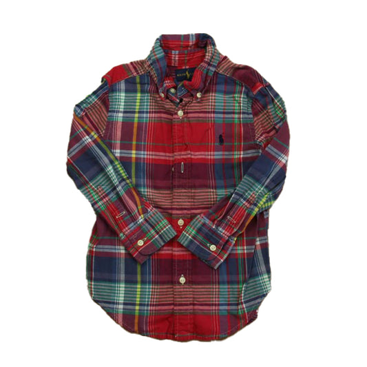 Ralph Lauren Boys Red | Blue Plaid Button Down Long Sleeve Size: 3T