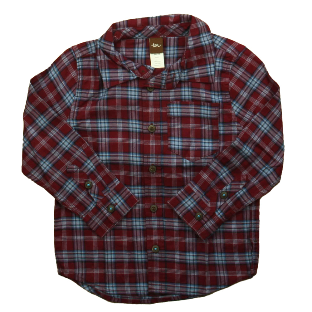 Tea Boys Red | Blue Plaid Button Down Long Sleeve Size: 3T Red | Blue Plaid