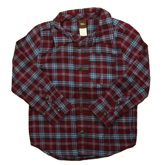 Tea Boys Red | Blue Plaid Button Down Long Sleeve Size: 3T Red | Blue Plaid