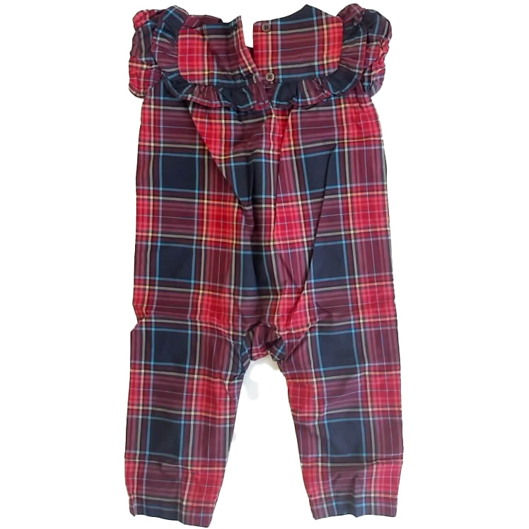 Tea Collection Girls Red | Blue Plaid Romper Size: 12-18 Months Red | Blue Plaid