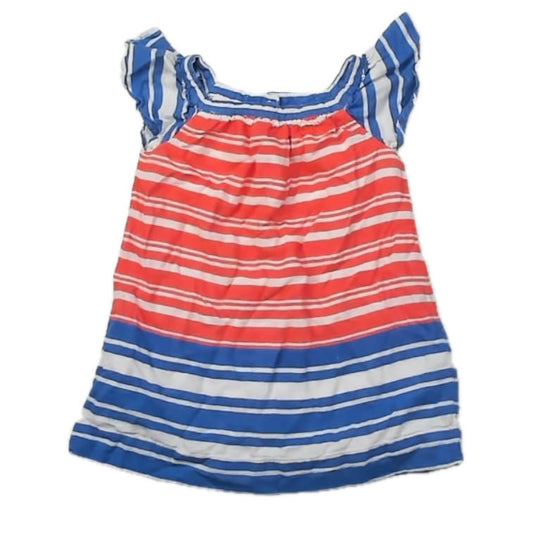 Gap Girls Red | Blue Stripe Dress Size: 18-24 Months Red | Blue Stripe