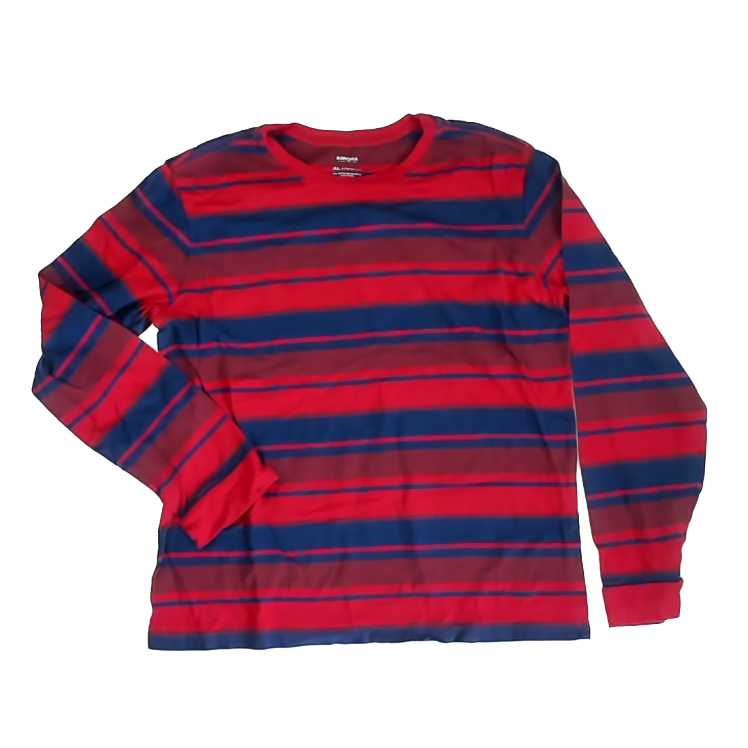 Sonoma Boys Red | Blue Stripe Long Sleeve T-Shirt Size: XL Husky Red | Blue Stripe