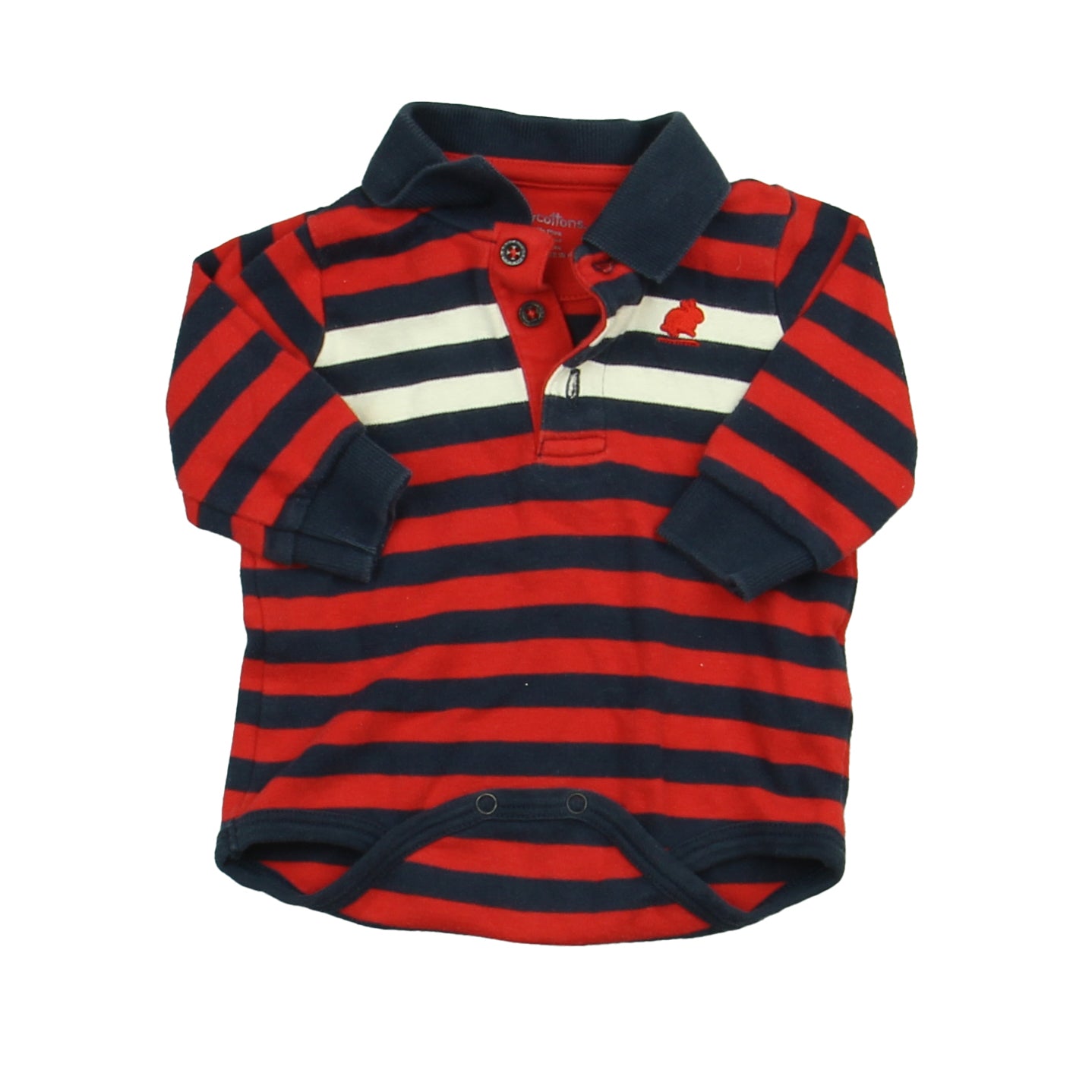 Baby Cottons Boys Red | Blue Stripe Onesie Size: 3 Months Red | Blue Stripe