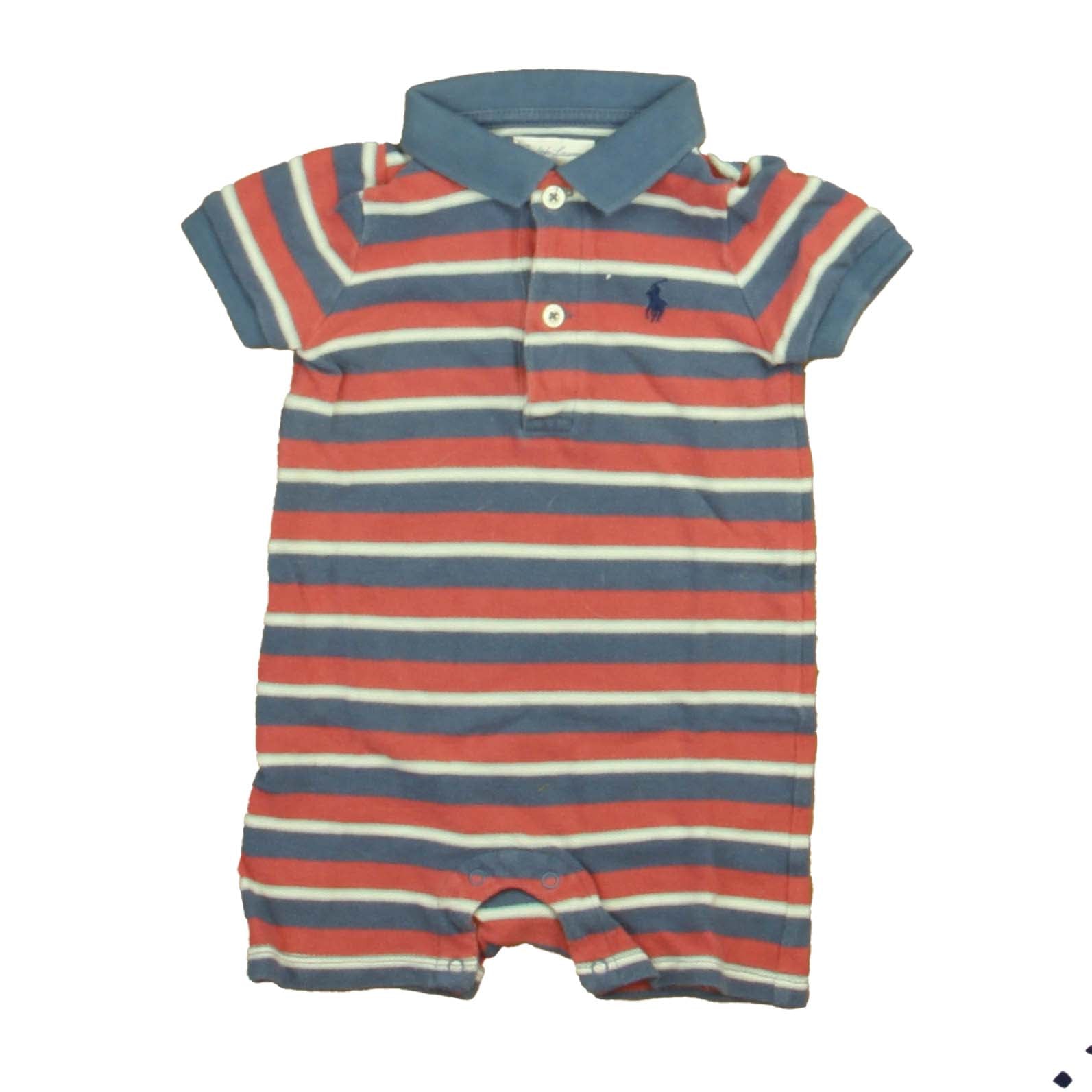 Ralph Lauren Boys Red | Blue Stripe Romper Size: 9 Months Red | Blue Stripe