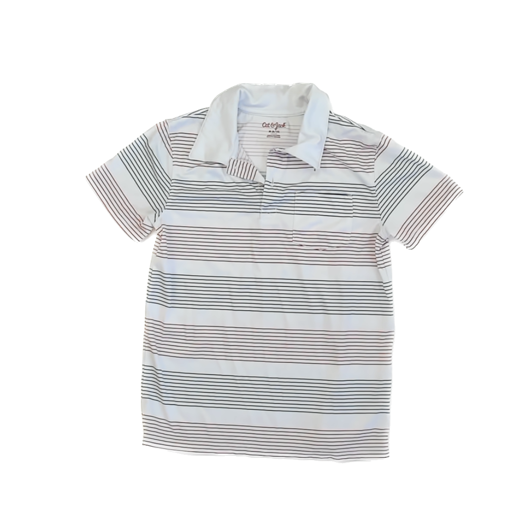 Cat & Jack Boys Red | Blue striped Polo Shirt Size: 8-10 Years Red | Blue striped
