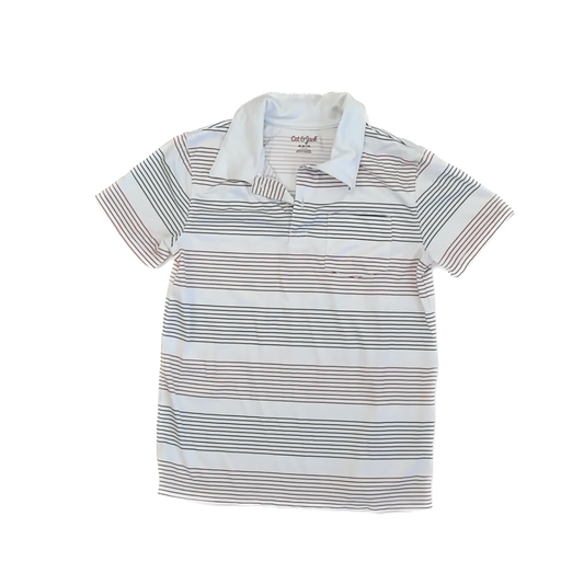 Cat & Jack Boys Red | Blue striped Polo Shirt Size: 8-10 Years Red | Blue striped