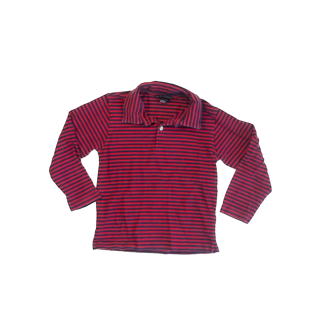 Oscar de la Renta Boys Red | Blue Striped Long Sleeve Shirt Size: 5T Red | Blue Striped