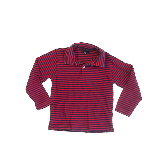 Oscar de la Renta Boys Red | Blue Striped Long Sleeve Shirt Size: 5T Red | Blue Striped