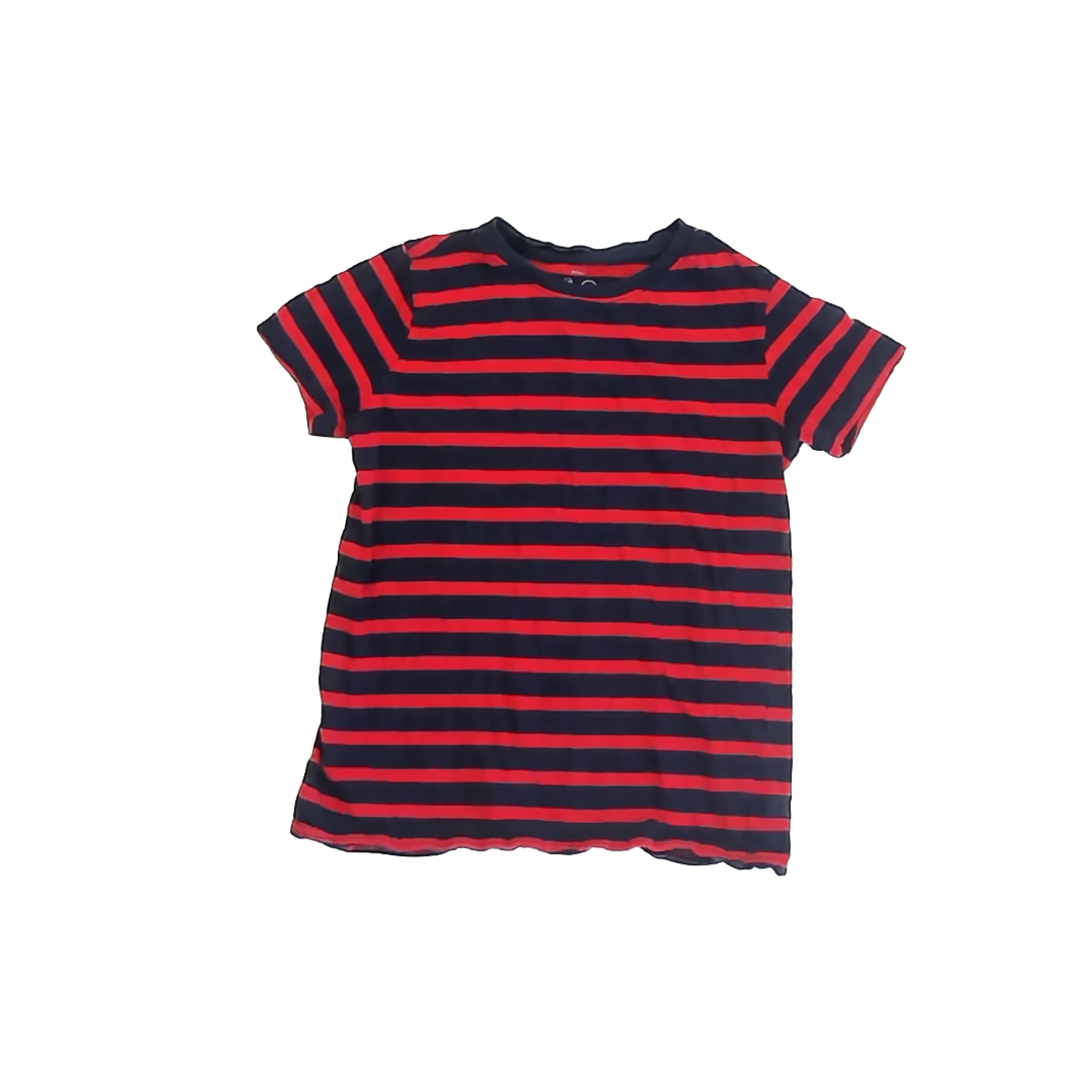 Primary Boys Red | Blue Striped T-Shirt Size: 8-9 Years Red | Blue Striped