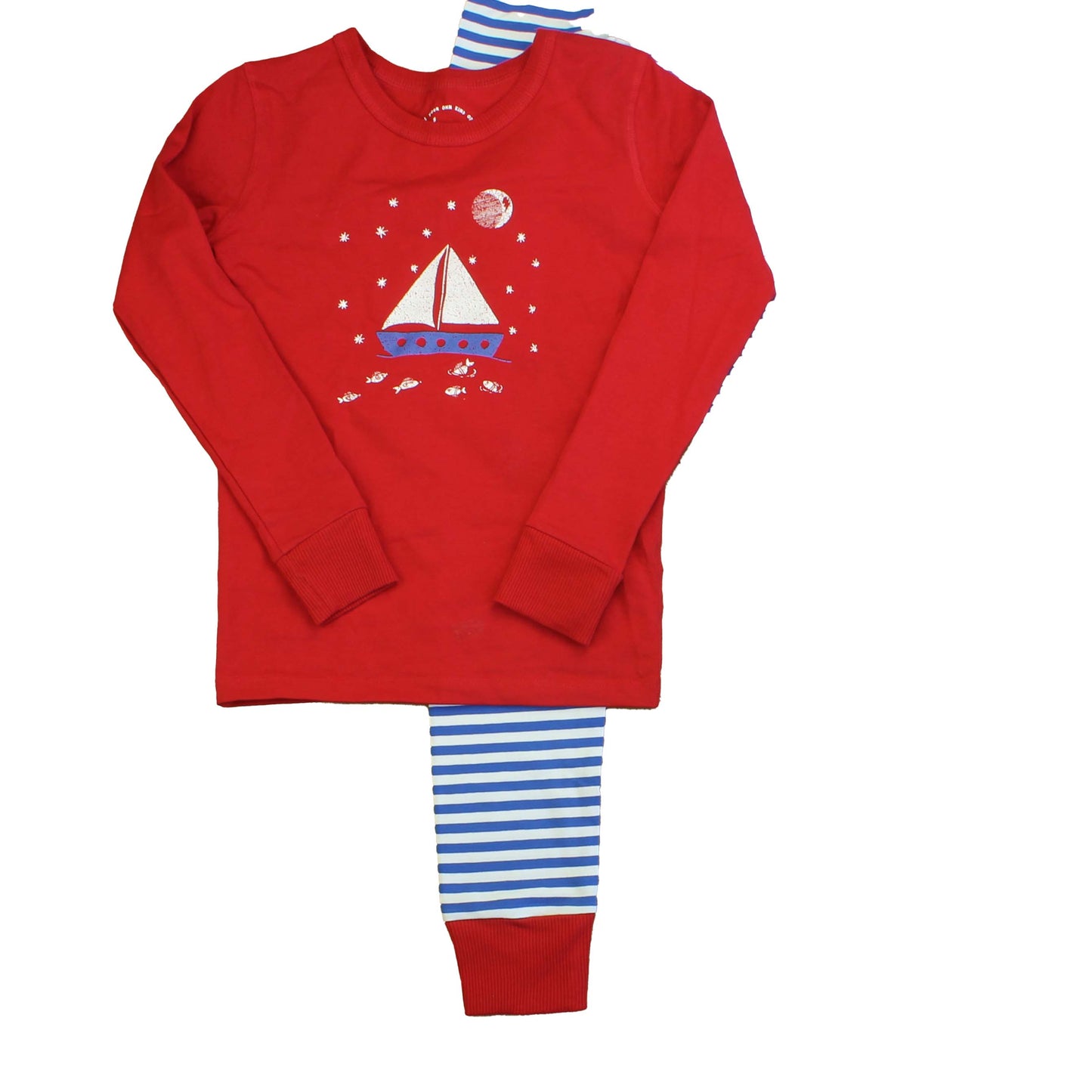 Mightly Unisex Red | Blue | White | Stripes 2-piece Pajamas Size: 12 Years Red | Blue | White | Stripes